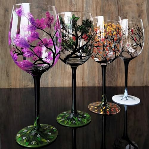 Verrerie décorative d'exception avec verres à vin peints à la main pour le trousseau