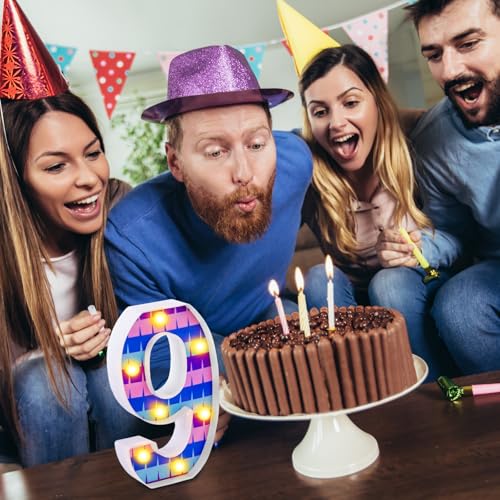 Birthday Decorations LED Light Up Number Centerpieces Table Decorations for Party Supplies Backdrop Wall Decor for Birthday Party Decorations (Video Game Theme, Number 9)