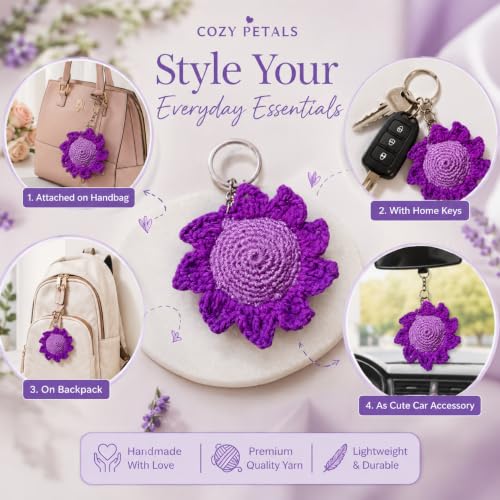 Image of Handmade Crochet Keychain Flower Design
