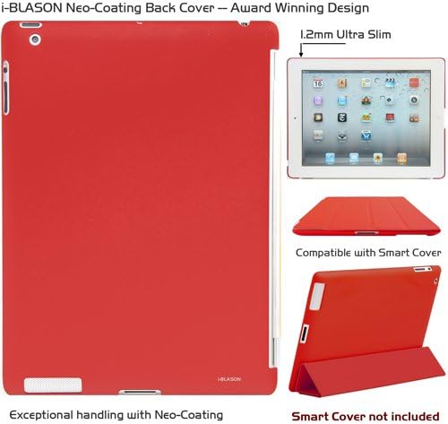 i-BLASON iPad 2 Case Smart Cover Compatible (Not Included) Ultra Slim 1.2mm (Red)