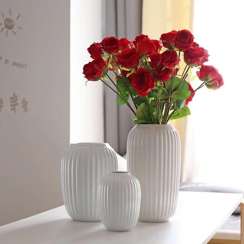 ストア メタルツリーデザインの楕円形セラミック花瓶-ホワイト