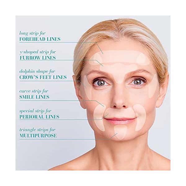 BLUMBODY Face & Forehead Wrinkle Patches - Anti Wrinkle Facial Patches to Smooth Eye, Mouth, Forehead Wrinkles - Non-Silicone Face Tape for Fine Wrinkles between Eyes & Face - Patches (30 day supply)