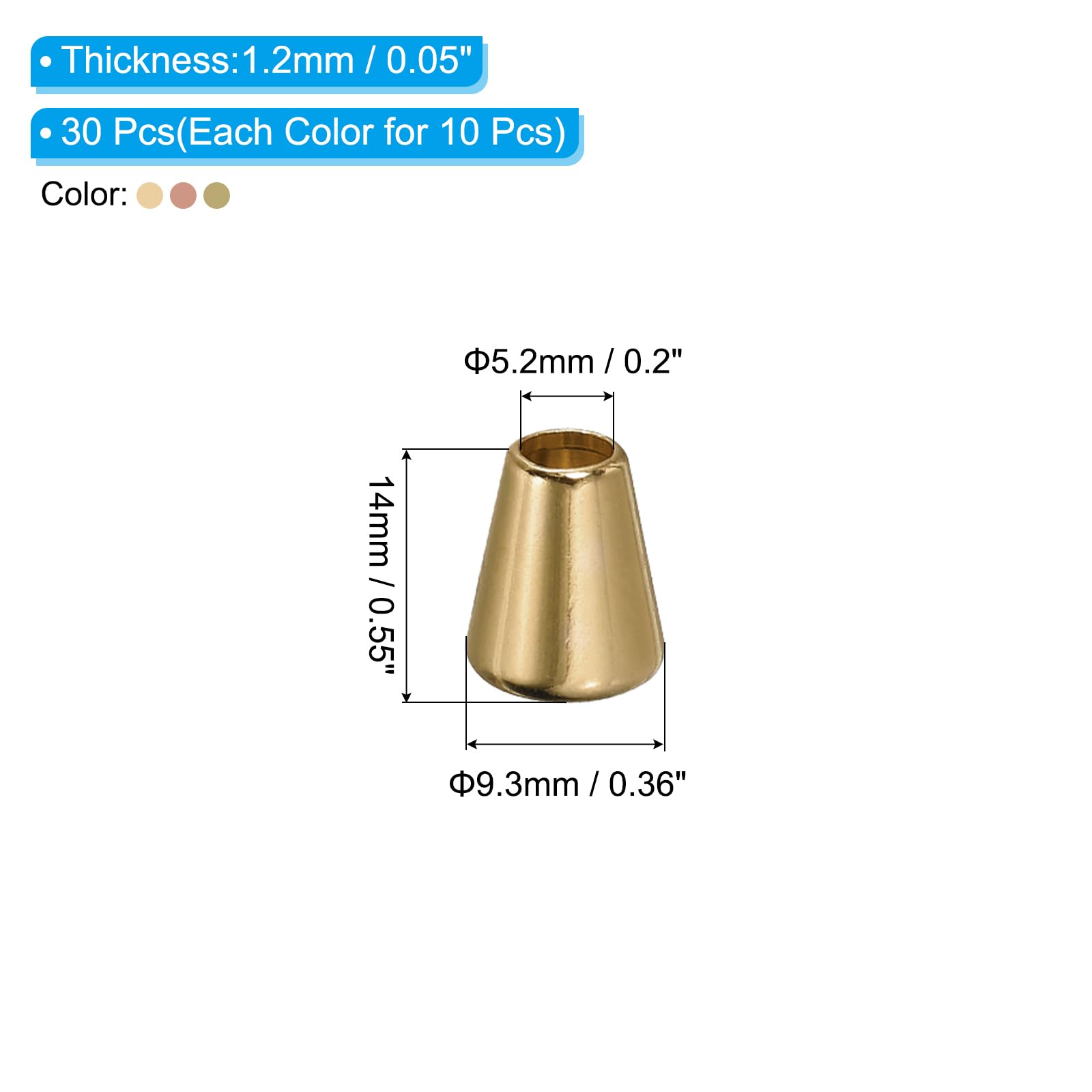 PATIKIL Bell Stopper Conical Cord Ends - Image 2