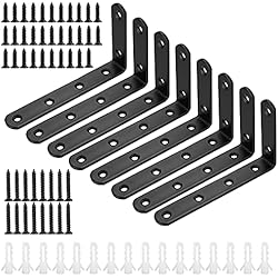Angulo Metalico Para Estanteria 8 Piezas Soportes para Estantes, Soportes de Esquina, Soporte para Muebles en Forma de L, Soportes de Metal en ángulo Recto 125 x 75 mm, Escuadras Metalicas para Estanterias, con tornillos
