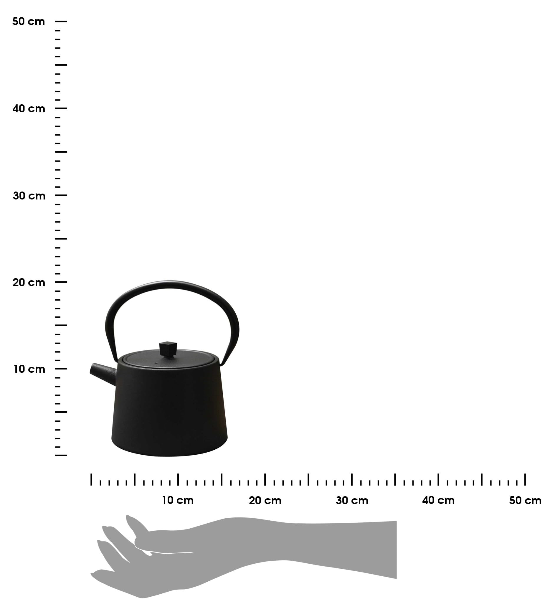 Théière en fonte 0,9 l noir mat – Style de théière japonaise, bouilloire, théière pour thé en vrac, design rétro