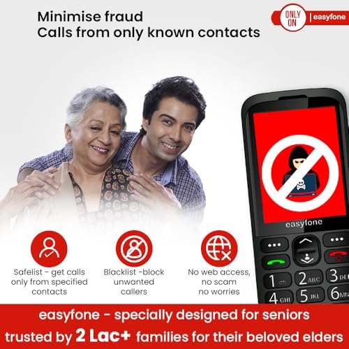 Image of Easyfone Elite 4G Phone for Seniors | 2.8 inch Big Screen | Loud Sound | Big & Talking Buttons | USB-C & Dock Charger | SOS | Photo Speed Dial | FM | Customizable Menu