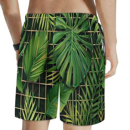 Mens Swim Trunks Tropical Palm Trees Quick Dry Board Shorts with Mesh Lining2