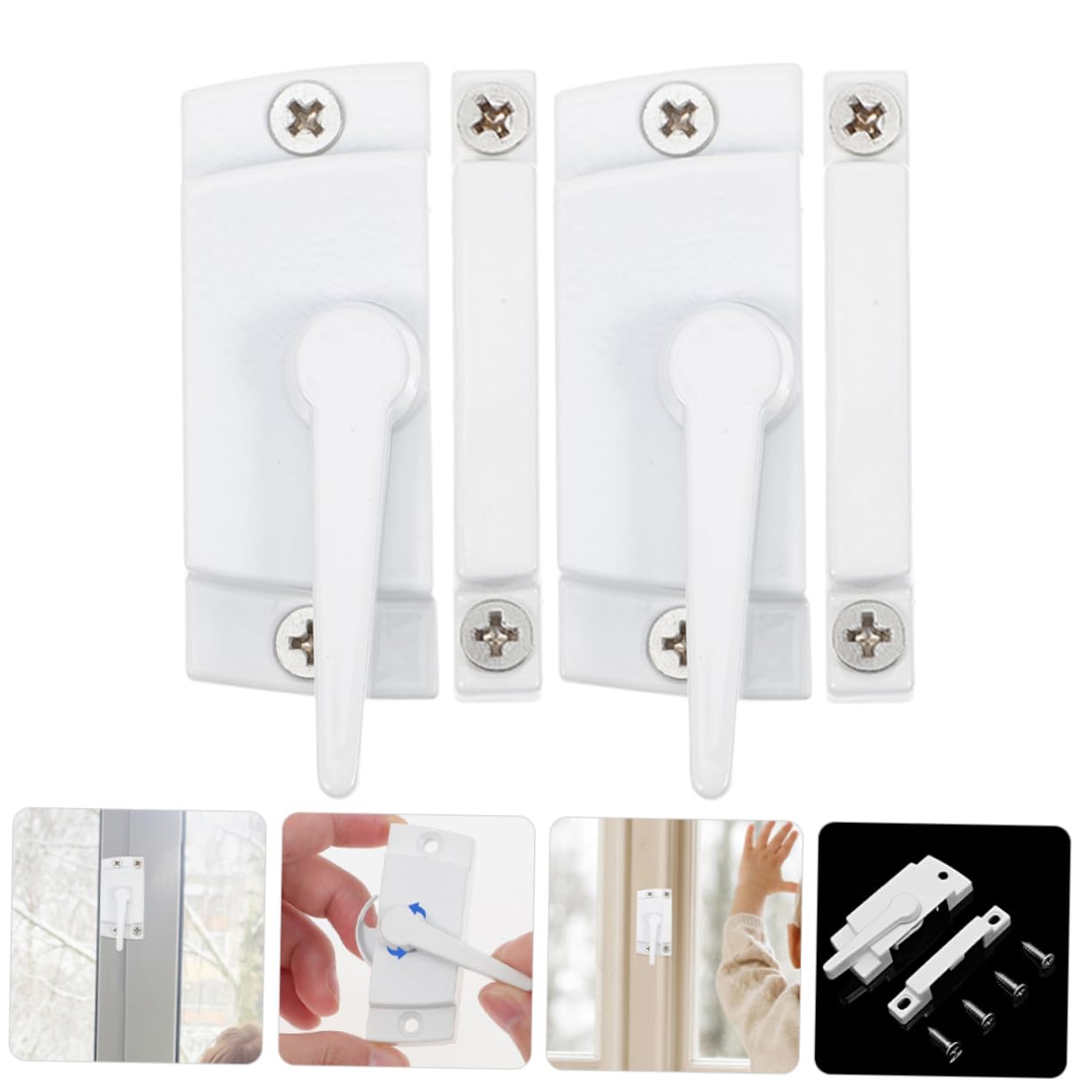 Uonlytech 10 Ensembles Serrure à croissant des produits récipient étanche serrure de porte coulissante verrou de porte coulissante poignées de contre-porte barres de sécurité pour fenêtres