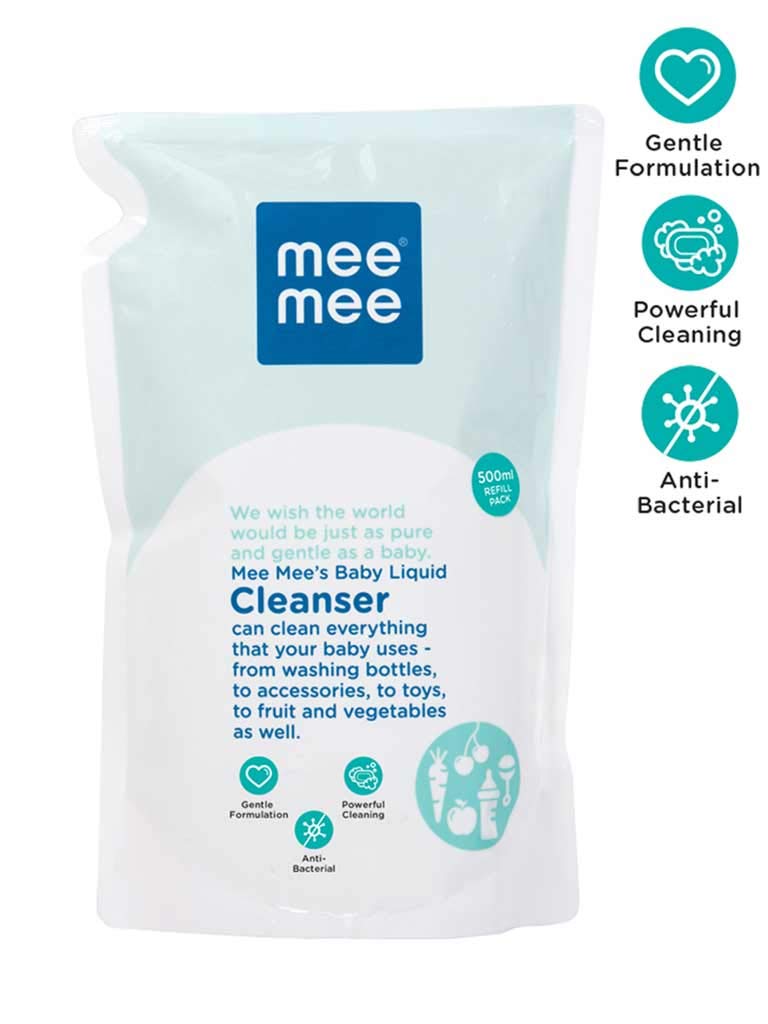 Mee Mee Liquid Cleanser 500 ml | Anti-Bacterial Formula Kills 99.9% Germs | For Bottles, Nipples, Accessories, Toys, Fruits & Vegetables | Alcohol-Free, One-Drop Cleaning, Dermatologically Tested