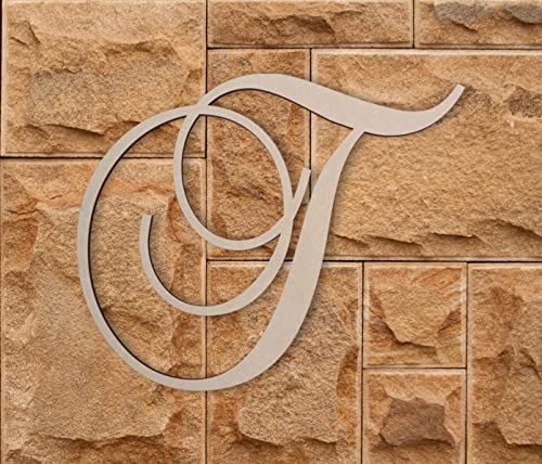 Wooden Letter T, Wooden Monogram Wall Hanging, Large Wooden Letters, Cursive Wood Letter
