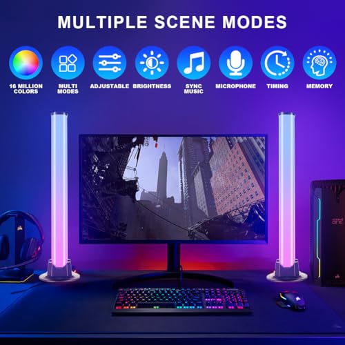 URAQT Smart LED Light Bars,2Pcs Music Synced RGB Gaming Light with APP Remote Control,Bluetooth Smart Ambient Lighting TV with 16 Million Colors,WiFi TV Backlight Mood Light for PC,TV - Image 4