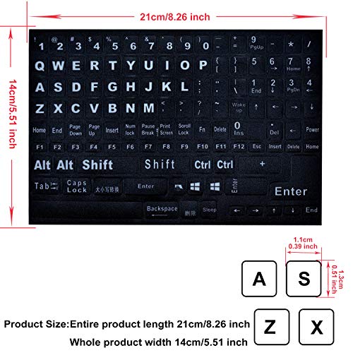 Stickes para teclado en inglés 2 piezas fondo negro letras blancas miniatura 2