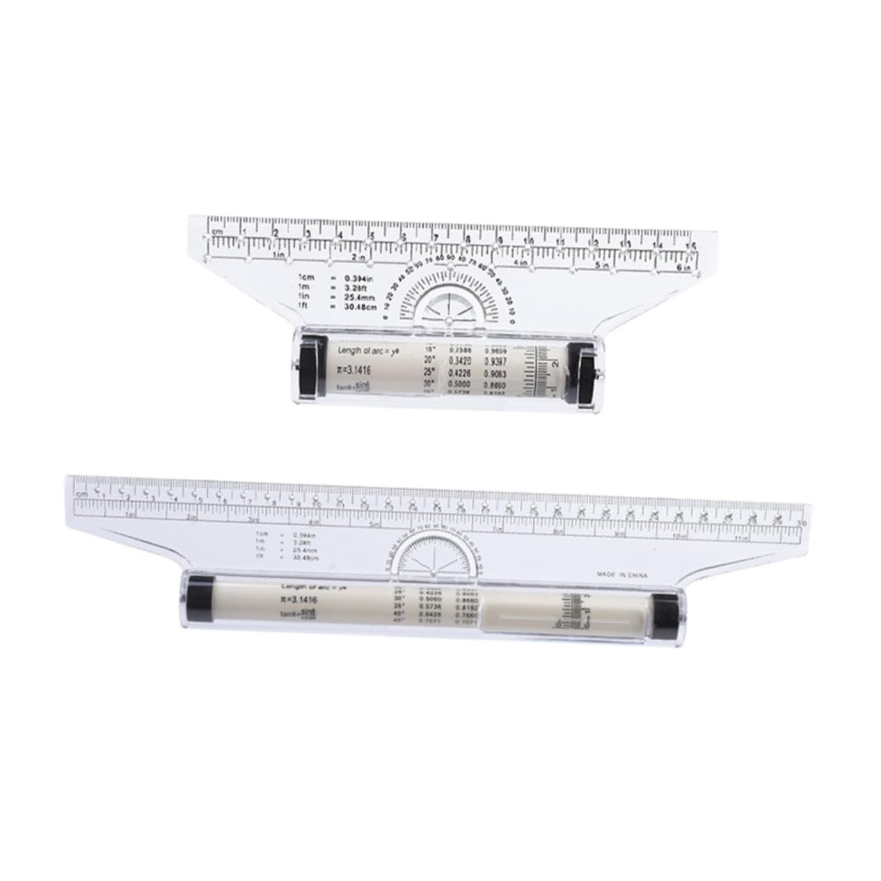 Angoily 2pcs Plastic Rolling Ruler Set 30cm and 15cm Parallel Glider Measuring and Drawing Tools for Students Engineers Architects Office Drafting and Mathematical Drawing