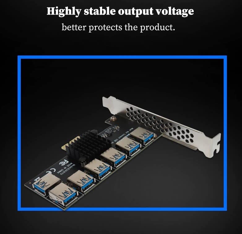 Pi+® (PiPlus®) PCIE 1 to 7 USB 3.0 Slot PCI-E PCI Express Riser Card 1x to 16x Multiplier Hub Adapter for Bitcoin Mining Miner BTC Devices - Image 5