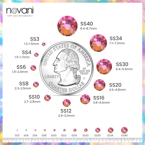 Image of Novani Crystal Rhinestones, Flatback Loose Gemstones 288pcs Glass Rhinestones for Clothes Shoes Crafts Makeup Nail Art and DIY Decorations(SS30, Rainbow)