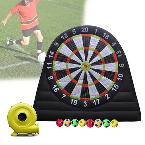VFMVOYNZ Aufblasbares Outdoor-Fußball-Dartboard, Kick-Dart-Board mit 8 Fußbällen und 370-W-Gebläse, riesiges Outdoor-Fußball-Dartboard für Erwachsene/Kinder, Kick-Dartboard-Sport