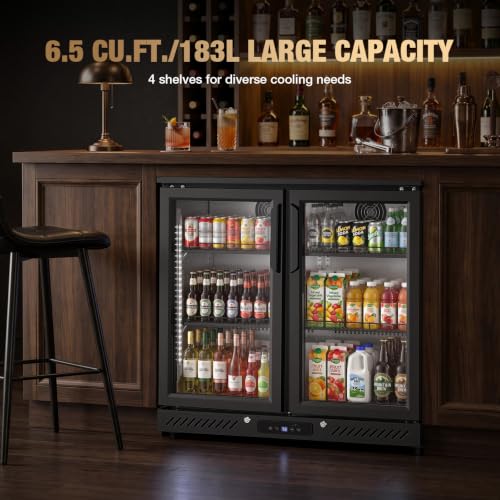 Image of Electactic 6.5 Cu.Ft Wine & Beverage Refrigerator, Double Glass Door Beverage Cooler, Built-in & Freestanding Drink Fridge with LED Light, for Bar, Kitchen, Office