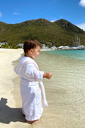 MAURA Prince George Style Kids Bathrobe. Luxury Kids Hooded Bathrobe White and Blue Checkered Binding For Toddlers3