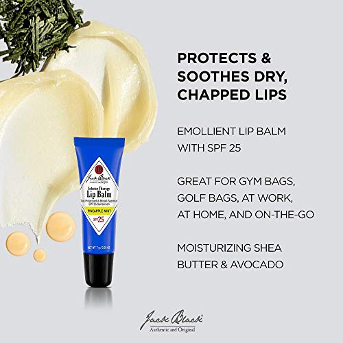 Jack Black - Intense Therapy Lip Balm SPF 25, 0.25 fl oz - Green Tea Antioxidants, Long Lasting Treatment, Broad-Spectrum UVA and UVB Protection, Pineapple Mint Flavor, 0.25 oz.