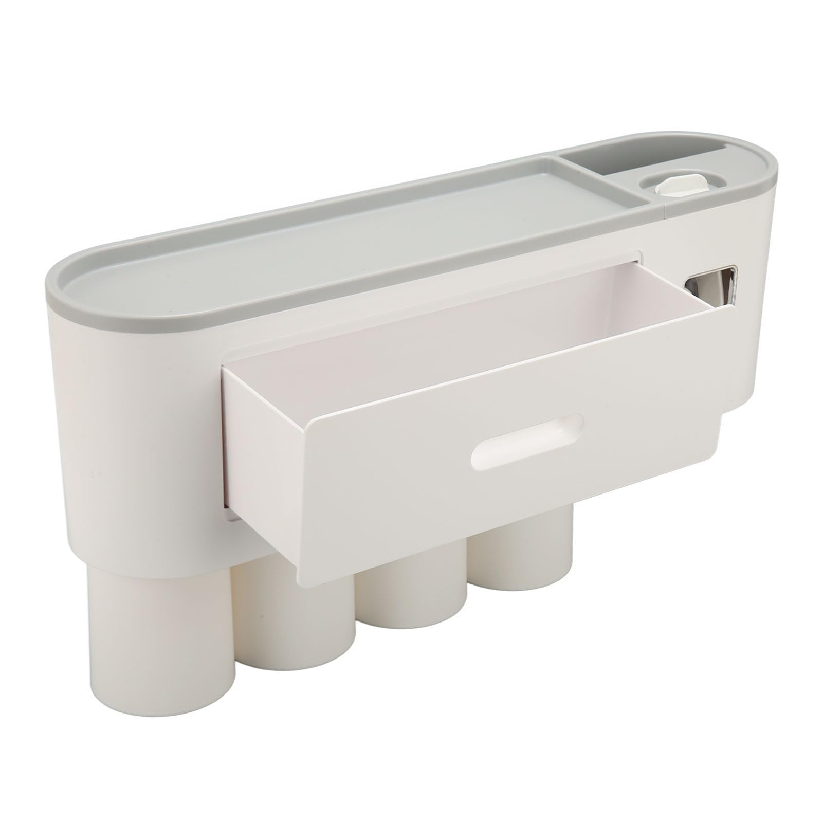 EMUKOEP Soporte Preciso para Cepillos de Dientes, Organizador de Montaje en Pared con Dispensador, Estante de Fácil Instalación para el Hogar, Baño, Material Plástico Que Ahorra Espacio (4 Tazas)