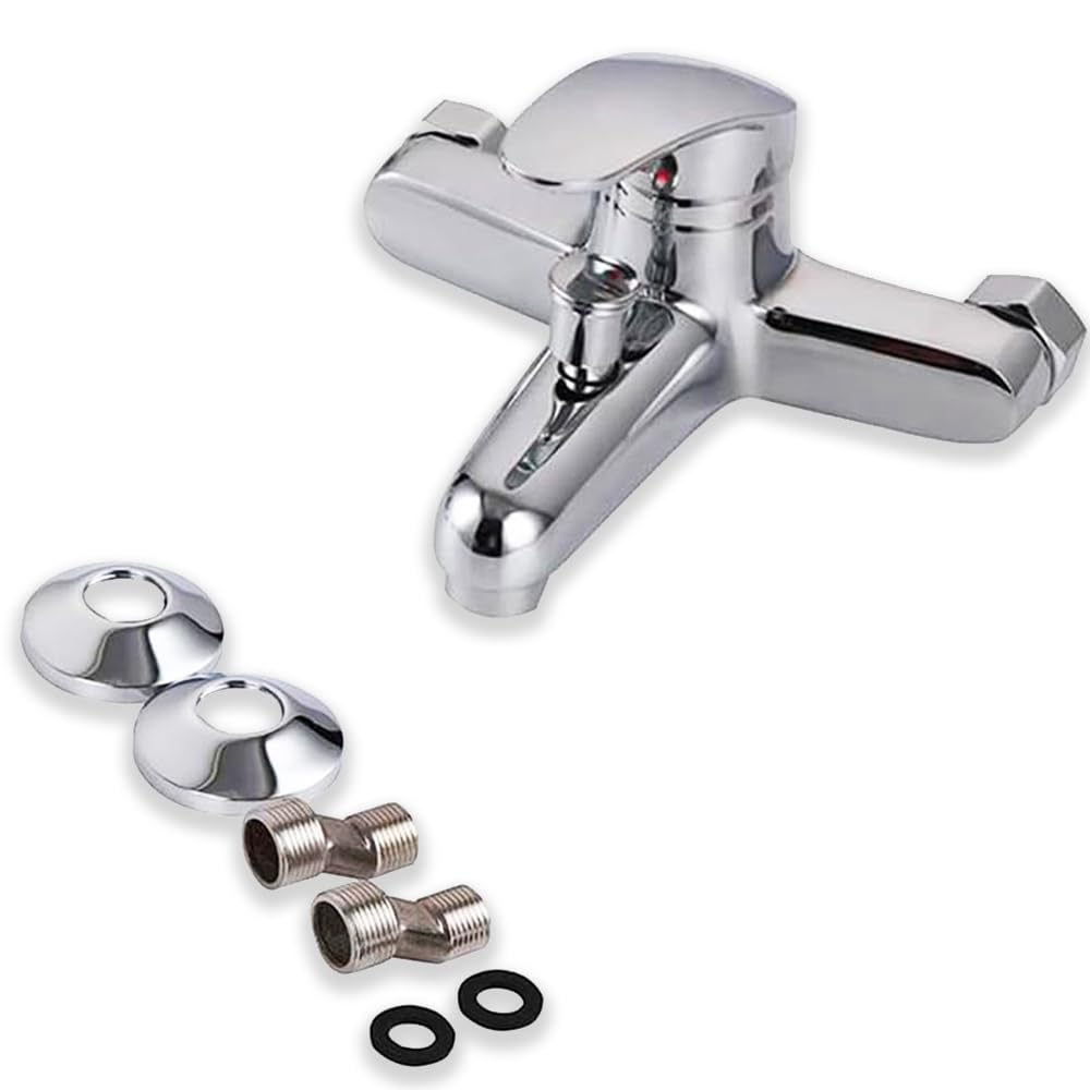 Rubinetto Miscelatore Per Vasca In Acciaio Inox Cromato - Design Moderno A Parete - Foto 11