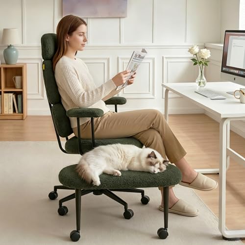 Image of Pinmoco ADHD Cross Legged Office Chair, 3-Zone Back Support, Wide Seat | Ultra-soft plush seat with armrests. Extra-wide for cross-legged & ADHD sitting. 3-zone support: neck, mid-back & lumbar.