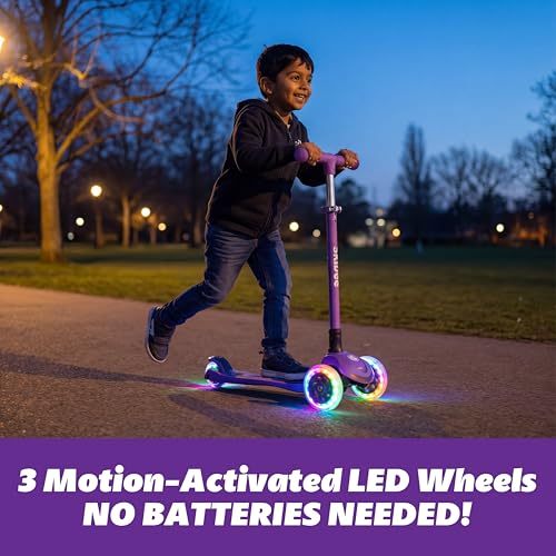 Image of SKIDEE Kick Scooter for Kids Ages 3-5 | Foldable 3 Wheel Scooter with Lean-to-Steer, Adjustable Height, Removable Seat & LED Light Wheels | Toddler Scooter Up to 12 Year Old Boys /Girls