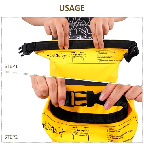 Bolsa seca impermeable de 2L, flotante y ligera para kayak, bote, pesca, natación y camping, color amarillo miniatura 6