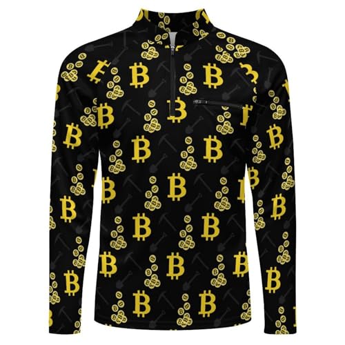 Cryptocurrency Bitcoin Men's Rash Guard Long Sleeves Quick Dry Fishing Workout Shirts with Zipper4