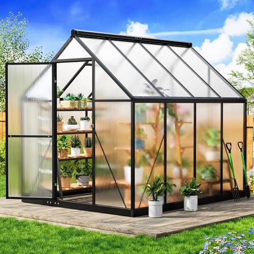 6×7.5 FT Outdoor Polycarbonate Greenhouse, Quick Setup Heavy Duty...