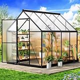 AirWire Greenhouse 6×7.5 FT, Quick Setup Polycarbonate Greenhouse for Outdoors with Roof Vent, Walk in Green Houses for Outside for Outdoor Garden Backyard, Black