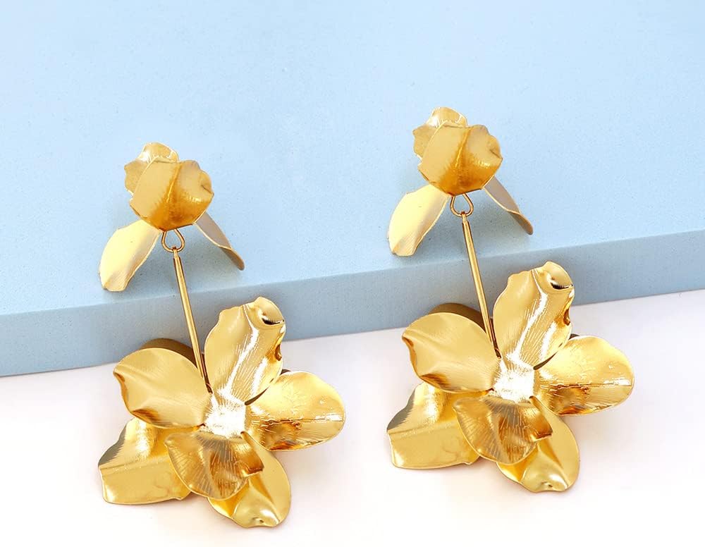 シンプル ゴールド ボヘミアン フラワー イヤリング レディース ヴィンテージ エスニック インディアン ジュエリー, 亜鉛, 宝石