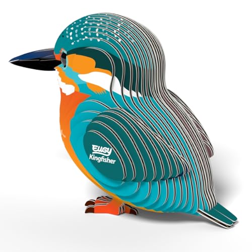 EUGY 650121 Eisvogel, 3D Tier-Puzzle für Kinder und Erwachsene zum Zusammenbauen, DIY Tierfigur, Bastelset ab 6 Jahren