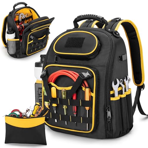Image of Marscamd Tool Backpack with a Tool Pouch, Heavy Duty Tool Bag, Black