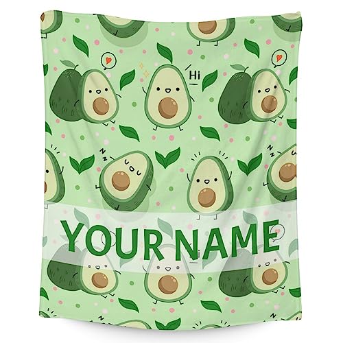 Blanket for Girls - 50"x60" Personalized Cute Avocado Throw Gifts - Green Soft Fuzzy Blankets for Bed, Couch & Living Room