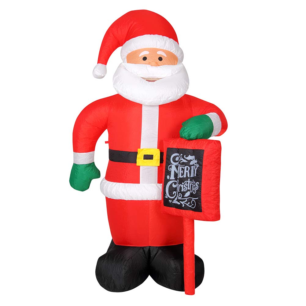Bakaji Papá Noel Hinchable con Cartel autoinflable Grande Altura 175 cm con iluminación LED y Kit de fijación para Exterior, protección IP44, Adorno y decoración navideña