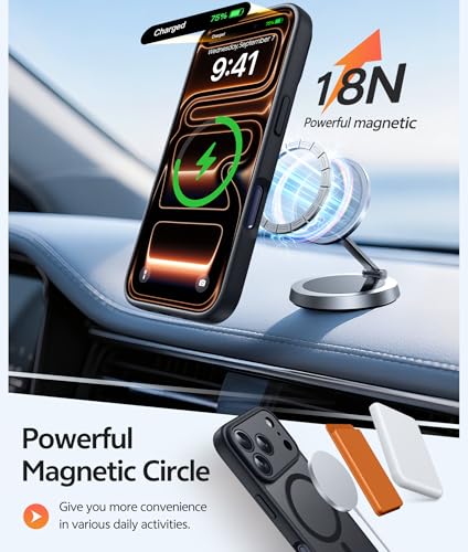 Image of FNTCASE for iPhone 17 Pro Max Case: [Compatible with Magsafe] Translucent Matte Cases with [Full Camera Protection] [Screen Protector] Military Grade Shockproof Protective Phone Cover - Black Circle