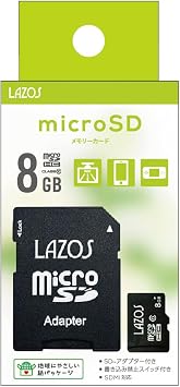 LAZOS MicroSD Memory Card, 8GB Camera, Dash Camera, Surveillance Camera, Class 10 SD Card Converter Adapter Included, Micro SD Card