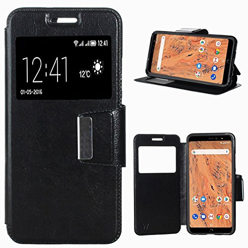 Mb Accesorios Funda Tapa Libro Negra para BQ Aquaris X2/X2 Pro - Interior. Silicona