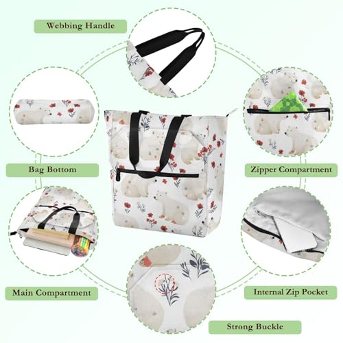 Bolsa de tela de oso polar reutilizable con cremallera 5