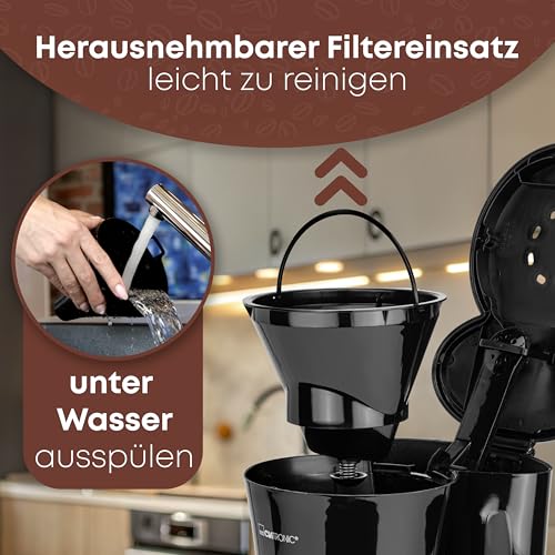 Clatronic® Kaffeemaschine mit Thermokanne | inkl. 2 Thermokannen je 1 Liter | Kaffeeautomat für 8-10 Tassen Filterkaffee | Tropfstopp & Auto-Abschaltung | Filtereinsatz herausnehmbar | KA 3328 schwarz – Bild 8