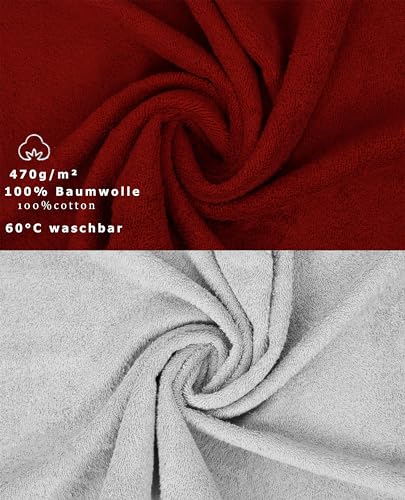 Betz 10 Stück Waschhandschuhe Premium 100% Baumwolle Waschlappen Set 16x21 cm Farbe dunkelrot und Silbergrau – Bild 4