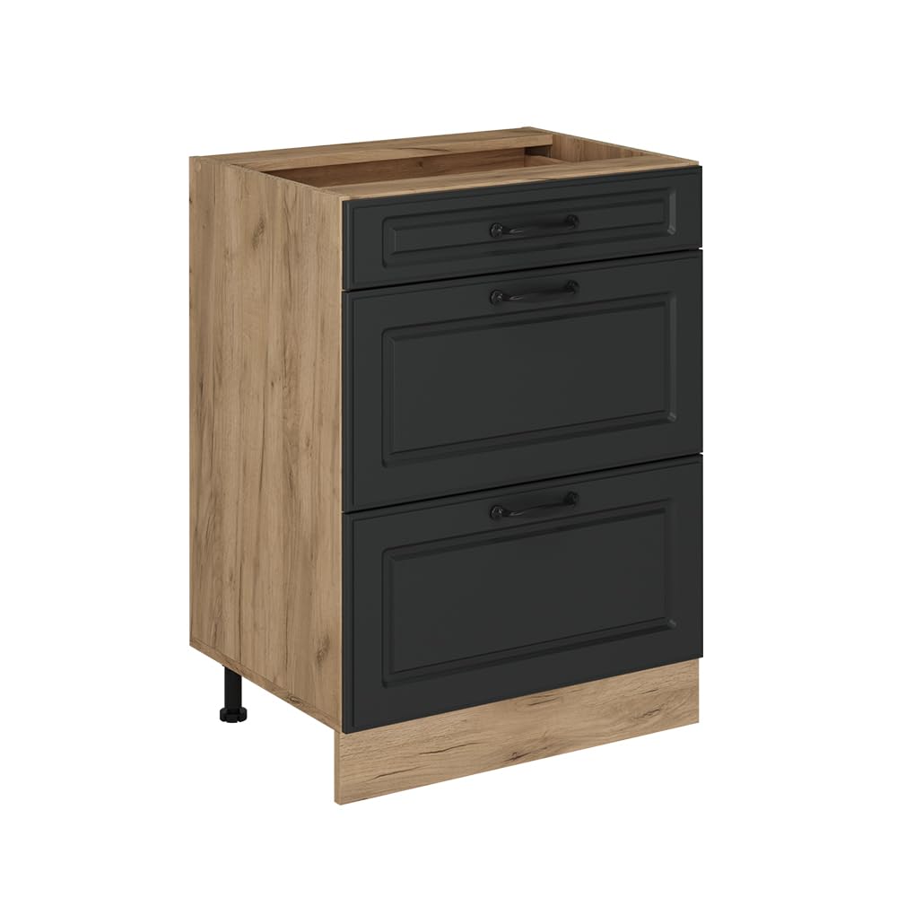 Vicco Kitchen base cabinet "Raul", Anthracite Shaker Style/Golden oak 60 cm — image 1