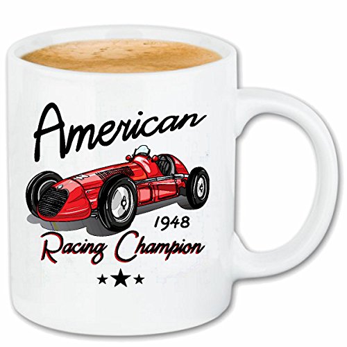 Reifen-Markt Kaffeetasse American Racing Champion 1948 Motorsport Formel Sport AUTOMOBILSPORT Rennwagen Oldtimer Formel 3 Keramik 330 ml in Weiß Cover