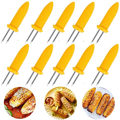 10PCS Corn Holders - Corn on The Cob Skewers,Stainless Steel Corn Fork Prong Skewers Kitchen Tool for BBQ Twin Prong Sweetcorn Holders Home Cooking Fork