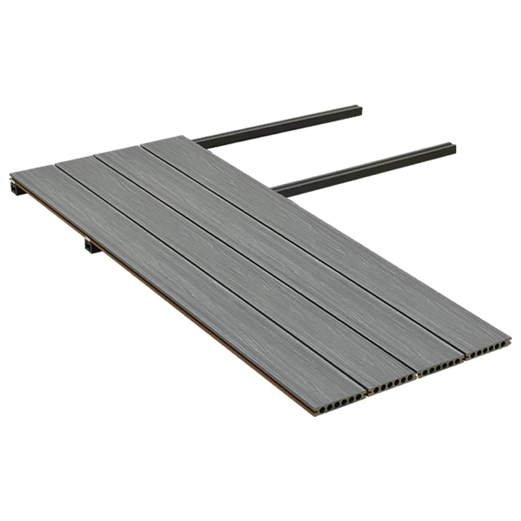 Lot de lames de terrasse WPC marron et gris avec accessoires, 10 m², 4 m de long, coextrudées, 23 mm d'épaisseur, imperméable, aspect bois, pour terrasse, balcon, zone de piscine