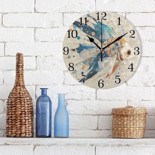 Horloge murale unique de 25,4 cm ronde et silencieuse queue de cheval - 4