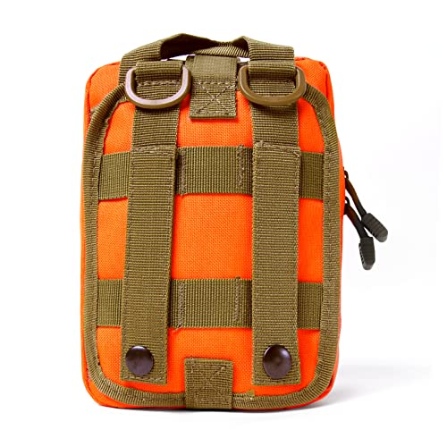 BITUOR Tactical First Aid Bag, Outdoor First Aid Kit Medicine MOLLE Pouch Survival Utility Bag Emergency Responder MedicBag Detachable Tactical MedicalBag for Hiking Camping Traveling (Orange) - Image 6