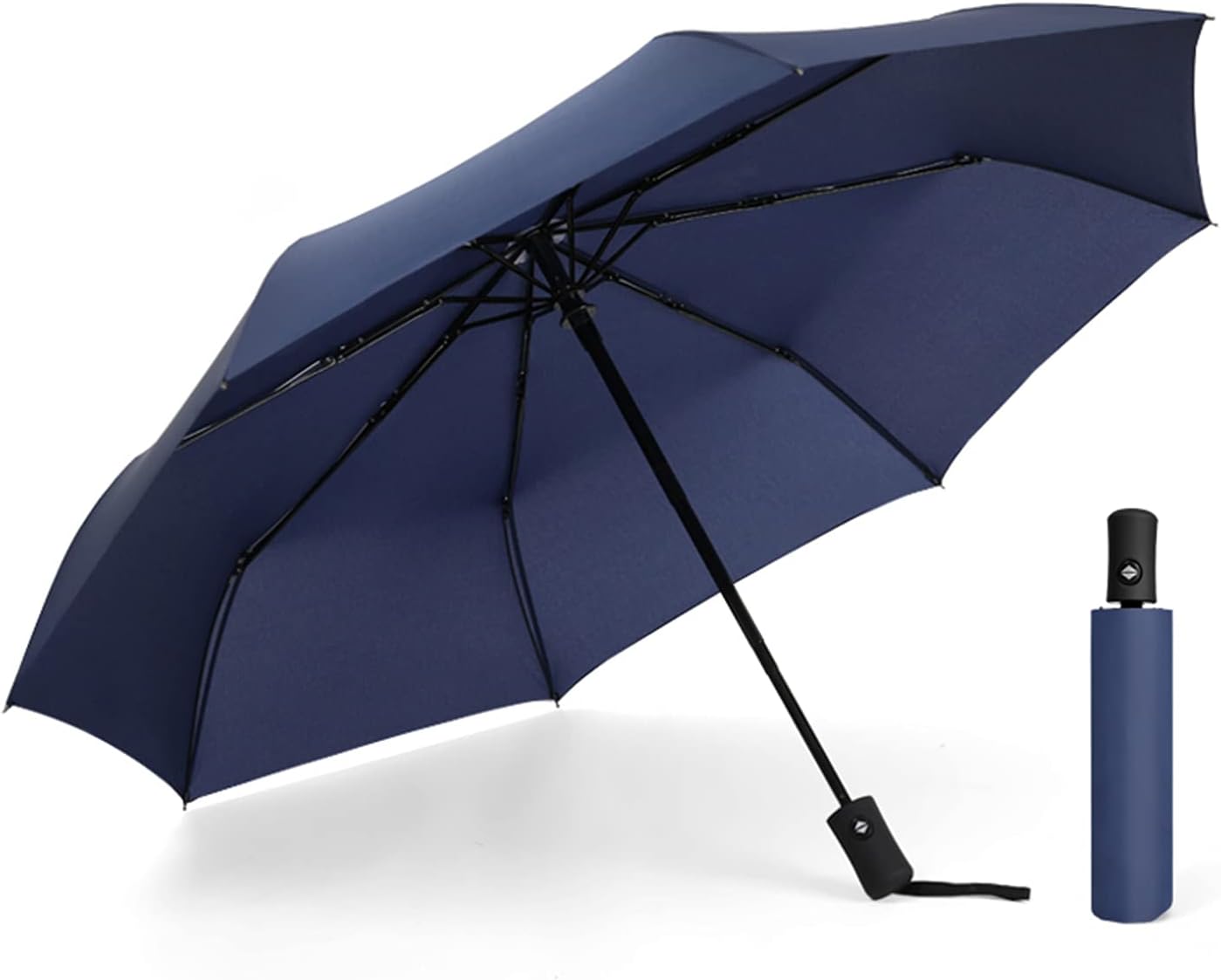 Travel Folding Umbrella, Strong 8 Ribs Reinforced Windproof Rain Umbrella, Strong Durable Umbrella Compact Portable Umbrella, Auto Open/Close Lightweight Umbrella