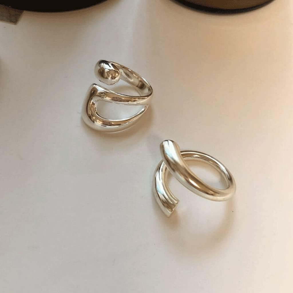 Adjustable Sterling Silver Rings 925 Double Lines Shape Personality Ring Fine Jewelry for Women Party Accessories - Image 7